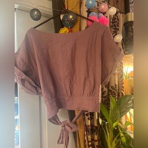 Free People Mauve Blouse with Tie Detail